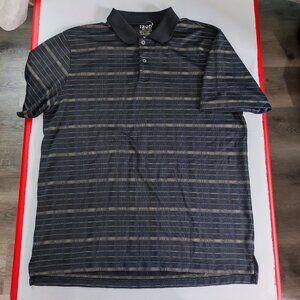 Izod Golf polo shirt active wear black with goldish yellow stripes men's size XL
